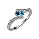 4 - Eleni Blue Diamond and London Blue Topaz with Side Diamonds Bypass Ring 