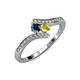 4 - Eleni Blue Diamond and Yellow Sapphire with Side Diamonds Bypass Ring 