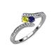 4 - Eleni Yellow Diamond and Blue Sapphire with Side Diamonds Bypass Ring 