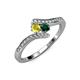 4 - Eleni Yellow Diamond and Emerald with Side Diamonds Bypass Ring 
