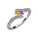 4 - Eleni Yellow Diamond and Pink Sapphire with Side Diamonds Bypass Ring 