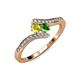 4 - Eleni Yellow Diamond and Green Garnet with Side Diamonds Bypass Ring 