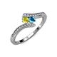 4 - Eleni Yellow Diamond and London Blue Topaz with Side Diamonds Bypass Ring 