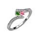 4 - Eleni Green Garnet and Pink Tourmaline with Side Diamonds Bypass Ring 