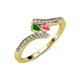 4 - Eleni Green Garnet and Pink Tourmaline with Side Diamonds Bypass Ring 