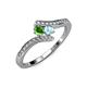 4 - Eleni Green Garnet and Aquamarine with Side Diamonds Bypass Ring 