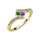4 - Eleni Green Garnet and Amethyst with Side Diamonds Bypass Ring 