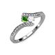 4 - Eleni Green Garnet and White Sapphire with Side Diamonds Bypass Ring 