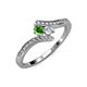 4 - Eleni Green Garnet and Diamond with Side Diamonds Bypass Ring 