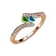 4 - Eleni Green Garnet and London Blue Topaz with Side Diamonds Bypass Ring 