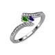 4 - Eleni Green Garnet and Iolite with Side Diamonds Bypass Ring 