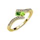 4 - Eleni Green Garnet and Peridot with Side Diamonds Bypass Ring 