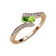 4 - Eleni Green Garnet and Peridot with Side Diamonds Bypass Ring 