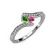 4 - Eleni Green and Rhodolite Garnet with Side Diamonds Bypass Ring 