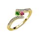 4 - Eleni Green and Rhodolite Garnet with Side Diamonds Bypass Ring 
