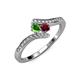 4 - Eleni Green Garnet and Ruby with Side Diamonds Bypass Ring 