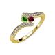 4 - Eleni Green Garnet and Ruby with Side Diamonds Bypass Ring 