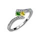 4 - Eleni Green Garnet and Yellow Sapphire with Side Diamonds Bypass Ring 