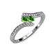 4 - Eleni Green Garnet with Side Diamonds Bypass Ring 