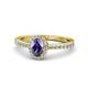 1 - Verna Desire Oval Cut Iolite and Diamond Halo Engagement Ring 