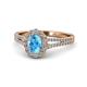 Raisa Desire Oval Cut Blue Topaz and Diamond Halo Engagement Ring 