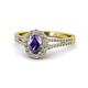 Raisa Desire Oval Cut Iolite and Diamond Halo Engagement Ring 