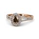 Raisa Desire Oval Cut Smoky Quartz and Diamond Halo Engagement Ring 