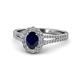 1 - Raisa Desire Oval Cut Blue Sapphire and Diamond Halo Engagement Ring 