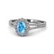 1 - Raisa Desire Oval Cut Blue Topaz and Diamond Halo Engagement Ring 