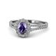 1 - Raisa Desire Oval Cut Iolite and Diamond Halo Engagement Ring 