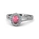 1 - Raisa Desire Oval Cut Rhodolite Garnet and Diamond Halo Engagement Ring 