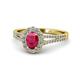 Raisa Desire Oval Cut Ruby and Diamond Halo Engagement Ring 