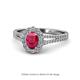 Raisa Desire Oval Cut Ruby and Diamond Halo Engagement Ring 