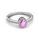 3 - Verna Desire Oval Cut Pink Sapphire and Diamond Halo Engagement Ring 