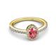 3 - Verna Desire Oval Cut Pink Tourmaline and Diamond Halo Engagement Ring 