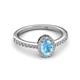 3 - Verna Desire Oval Cut Blue Topaz and Diamond Halo Engagement Ring 