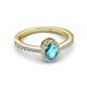 3 - Verna Desire Oval Cut London Blue Topaz and Diamond Halo Engagement Ring 