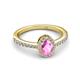 3 - Verna Desire Oval Cut Pink Sapphire and Diamond Halo Engagement Ring 
