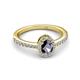3 - Verna Desire Oval Cut Iolite and Diamond Halo Engagement Ring 