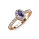 4 - Verna Desire Oval Cut Iolite and Diamond Halo Engagement Ring 