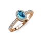 4 - Verna Desire Oval Cut London Blue Topaz and Diamond Halo Engagement Ring 