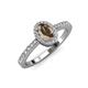 4 - Verna Desire Oval Cut Smoky Quartz and Diamond Halo Engagement Ring 