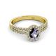 2 - Amaya Desire Oval Cut Iolite and Diamond Halo Engagement Ring 
