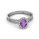 2 - Amaya Desire Oval Cut Amethyst and Diamond Halo Engagement Ring 