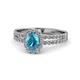 Amaya Desire Oval Cut London Blue Topaz and Diamond Halo Engagement Ring 