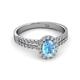 2 - Amaya Desire Oval Cut Blue Topaz and Diamond Halo Engagement Ring 