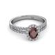 2 - Amaya Desire Oval Cut Red Garnet and Diamond Halo Engagement Ring 