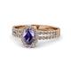 Amaya Desire Oval Cut Iolite and Diamond Halo Engagement Ring 