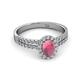 2 - Amaya Desire Oval Cut Rhodolite Garnet and Diamond Halo Engagement Ring 
