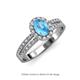 3 - Amaya Desire Oval Cut Blue Topaz and Diamond Halo Engagement Ring 